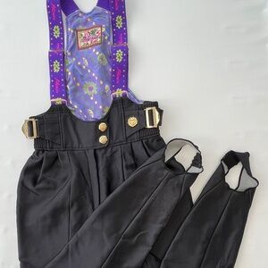 Vintage Phenix Women's Sz 10 Ski Snow Board Bib Black & Purple Art# 3211 Japan